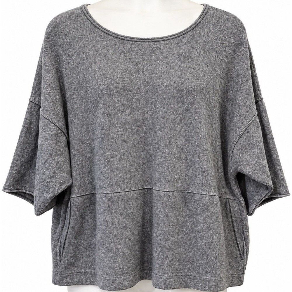 J.Jill Pure Jill Gray Dolman Sleeve Pocket Top Petite L Cotton Cashmere
